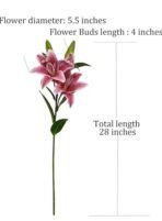 VRB Dec Plastic 1 Pcs (3 Head) Lily Artificial Flowers Bunch Foam Flowers Sticks,Lily Artificial Flowers for Home Decor,Bedroom, Living Room, Table, Balcony, Office, Wedding, Pooja (White Color) - Fast Shipping to USA & Canada - Image 2