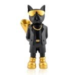 Xtore Fashion Cat Figurine with Gold Sunglasses | Quirky Black Suit Statue | Modern Desk Accessory | Unique Home Decor - (Pack of 1, Black) - Fast Shipping to USA & Canada - Image 4