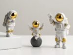 VRB DecTM 3Pcs Astronaut Figurine Spaceman Statue Ornament Toys Statue for Showpiece Home Room Office Desktop Decoration/Car Dashboard/Perfect Valentine Items (3 Pcs Big Golden Astronaut showpiece) - Fast Shipping to USA & Canada - Image 4