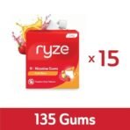 RYZE Nicotine Gum 2mg | Pack of 15 (135 gums) | Fruit Blast | Freedom from Smoking & Tobacco | Easy on Throat | FDA Approved | Sugar Free | Teeth Whitening - Fast Shipping to USA & Canada - Image 2
