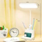 One94Store Plastic 3-In-1 LED Desk Lamp With Pen & Phone Holder | Touch Sensor, USB Rechargeable Study Lamp | 3 Light Modes, Eye Protection, Night Light For Study, Office, Bedroom (Yellow) - Fast Shipping to USA & Canada - Image 4