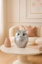 Xtore Modern Classy Lucky Owl Resin Art Figure Showpiece (Silver), 1 Piece - Fast Shipping to USA & Canada - Image 3