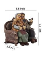 CraftVatika Dada Dadi Romantic Couple Miniatures Grand Parents on Sofa Statue Showpiece for Home Decor - Best Gift for Love, Valentine, Retirement Party, Wedding Anniversary, Multicolor, 14 x 8.9 cm - Fast Shipping to USA & Canada - Image 3