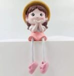 VRB Dec 4 Pcs Hanging Legs Showpiece Cute Boy & Girl,Toy Cute Couple Figurines/Leg Hanging Dolls For Home Decor/Decorative Items Valentine Gift For Girlfriend,Boyfriend (Model - 08), Multicolour - Fast Shipping to USA & Canada - Image 3
