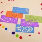 CraftVatika Rangoli Stencil Set of 12, Diwali Decoration Items, Rangoli Making muggu Stencils for Floor Decorations, Reusebale Rangoli Stencils (18 CM Rectangular) - Fast Shipping to USA & Canada - Image 2