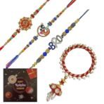 Webelkart Premium Rakhi For Brother And Bhabhi | Rakhi For bhaiya and bahbhi With 2 Ram Sticker for Wall Decor With Greeting Card And Roli Chawal - Fast Shipping to USA & Canada - Image 2