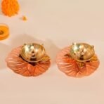 CraftVatika Brass Diya for Pooja Set of 2 | Lotus Design Oil Lamp for Puja | Traditional Deepak for Home Temple, Pooja Room & Diwali Decoration | Brass Ghee Diya Deepam for Worship - Fast Shipping to USA & Canada - Image 3