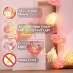 One94Store Rose Flower LED String Fairy Light, 14 LED 3 Meter Night Light for Home Decor, Plastic Rose String Lights for Bedroom, LED Light for Indoor & Outdoor Decoration (Pink, Plug-in) - Fast Shipping to USA & Canada - Image 4
