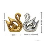Xtore Lucky Golden & Silver Swan Couple Ceramic Figures for Home Decor (Set of 2 Pc, Golden & Silver) - Fast Shipping to USA & Canada - Image 4