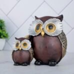 Global Grabbers Owl Statue for Good Luck Showpiece Home Decor Items for Living Room and Gifts (Maroon) - Fast Shipping to USA, Canada & India - Image 3