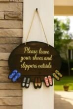 Webelkart Premium Wooden Please Leave Your Shoes and Slippers Outside Wall Hanging For Office Decor,Door Wall Hanging Shop And Clinic,Wooden Wall sculpture (12 x 8 Inches) - Fast Shipping to USA & Canada - Image 2
