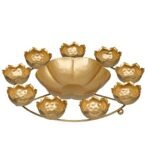 Webelkart Premium 9 Lotus Diya Shape urli Bowl for Home and Pooja Decorations| Urli tealight Candle Holder for Home and Office Decor| Lotus Urli Bowls (12 Inches,Gold)- Diwali Candle Holder - Fast Shipping to USA & Canada - Image 2