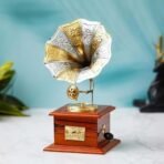 JaipurCrafts Premium Sparkle Square Gramophone Showpiece - 23 cm (Brass, Brown, Gold) (Black, Gold) (Multicolor), Decorative Items for Home Decor - Fast Shipping to USA & Canada - Image 2