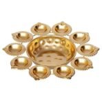 Webelkart Diya Shape Flower Decorative Urli Bowl for Home Decor Bowl for Floating Flowers and Tea Light Candles Home,Office and Table Decor| Diwali Decoration Items (Gold Plated) - Fast Shipping to USA & Canada - Image 3