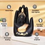 Craftvatika Golden Handcrafted Palm Buddha Idol for Home,Office and Gifts - Palm Buddha Hand Statues for Living Room Mandir Pooja Room Living Room Diwali Decor - Fast Shipping to USA & Canada - Image 4