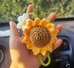 VRB Dec 1 Pcs Crochet Flower for car Dashboard Decoration Items,Car Hanging Crochet Flower,Sunflower Decoration for Car,Car Mirror Hanging Accessories, (Hanging Sunflower Crochet - 1 Pcs) - Fast Shipping to USA & Canada - Image 4