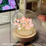 One94Store Pink Tulip Crystal Ball LED Night Light | Decorative Table Lamp with Artificial Flowers for Bedroom, Home Decor, Living Room & Gifting (8 cm) - Fast Shipping to USA & Canada - Image 3