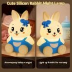 One94Store Blue 7-Color Silicone Rabbit Night Lamp | Soft Squishy Cute Rabbit LED Bedside Light with Tap Control, Nursery Sleep Light, Rechargeable Baby Night Lamp for Bedroom & Home DECOR - Fast Shipping to USA & Canada - Image 4