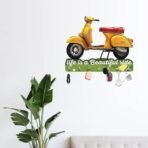 Webelkart Premium Scooter Shape and Life is A Journey Wooden Printed Key Holder for Home and Office Decor- Home Decor Items for Wall (Multi, 10 x 10 inches) - Fast Shipping to USA & Canada - Image 2