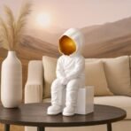 Xtore Modern Abstract White and Gold Figurine | Resin Home Decor Accent | Unique Art Piece for Living Room, Office, or Gallery | Contemporary and Thought - Provoking Design - Fast Shipping to USA & Canada - Image 3