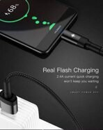 Xtore 2.4A Fast charging Type C Cable with smart Auto Disconnect | Compatible with all Android Phone with Type C connector | LED Indicator | Data and Charge at the same time - (120cm, Black) - Fast Shipping to USA & Canada - Image 3