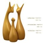 Xtore Lavish Gold Home Decor Lucky Deer Family Ceramic Figurine (Set of 3, Gold Matte) - Fast Shipping to USA & Canada - Image 4