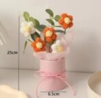 VRB Dec 1pcs Artificial Crochet Flower Bouquet/Artificial Flowers Bunch/Crochet flowers bouquet/Crochet flowers/Flowers Bouquet Gift for Girls Home Decor,gifting,etc. (Orange Daisy Bouquet) - Fast Shipping to USA & Canada - Image 2