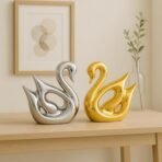 Xtore Lucky Golden & Silver Swan Couple Ceramic Figures for Home Decor (Set of 2 Pc, Golden & Silver) - Fast Shipping to USA & Canada - Image 3