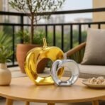 Xtore Beautiful Golden and Silver Hollow Apple Ornament Ceramic Home Decor Showpiece (Pack of 2,Golden & Silver) - Fast Shipping to USA & Canada - Image 5