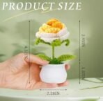 VRB DecTM 1 Pcs Crochet Flowers Artificial Rose for Office Desk Car Dashboard Decor,Table Decor,Home Decoration, Office, Bedroom, Christmas Decor, Wedding (Big Shaded Yellow Rose with Pot) - Fast Shipping to USA & Canada - Image 2