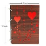 Sehaz Artworks Heart Windchime Wooden Scrap Book Photo Album (30 cm x 21 cm x 3 cm, Brown) - Fast Shipping to USA & Canada - Image 2