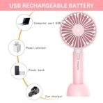 One94Store Pink High-Speed Portable USB Hand Fan | 4800 RPM | 1200 mAh USB Rechargeable Battery [Up to 6H] | 3-Speed Modes | Compact & Lightweight for Travel, Office, Makeup & Outdoor Use (22 mm) - Fast Shipping to USA & Canada - Image 2