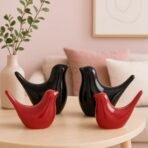 Xtore Creative Black and Red Glossy Ceramic Birds Figurines Home Decorations Accessories Party (Pack of 4, Red & Black) - Fast Shipping to USA & Canada - Image 3