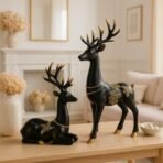 Xtore Creative Resin Golden and Black Reindeer Sculptures | Beautiful Home Decor | Lifts up Energy of Your Room (Pack of 2, Black) - Fast Shipping to USA & Canada - Image 3