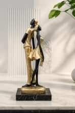 Xtore Stylish Golden Black Resin Romantic Couple Statue for Home Decor (Pack of 1, Black & Golden) - Fast Shipping to USA & Canada - Image 3