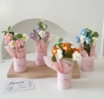 VRB Dec 1pcs Artificial Crochet Flower Bouquet/Artificial Flowers Bunch/Crochet flowers bouquet/Crochet flowers/Flowers Bouquet Gift for Girls Home Decor,gifting,etc. (Orange Daisy Bouquet) - Fast Shipping to USA & Canada - Image 4