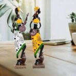 Xtore Resin African Girl with Musical Instruments|Captivating Home DECOR (Pack of 2, Yellow & Black- Model 2, Large) - Fast Shipping to USA & Canada - Image 4