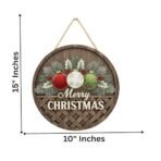 Webelkart Round Wooden Christmas Wall Hanging Decor, Rustic Merry Christmas Sign with Ornaments,Wall Hanging (10" Inches) - Fast Shipping to USA & Canada - Image 4