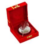 Webelkart Premium Silver Plated Kumkum Box Leaf With Red Velvet Box | roli Tikka Holder for Home and Puja Room (5.11" Inches) - Fast Shipping to USA & Canada - Image 4