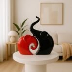 Xtore Home Decor Lucky Charm Elephant Couple | Piano Finish Ceramic Figures- (Set of 2 Piece, Red & Black) - Fast Shipping to USA & Canada - Image 3