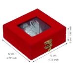 Webelkart Premium Silver Kumkum Box With Leaf And Red Velvet,Roli|Chawal|Chandan|Haldi|Kumkum Puja Box|Sindoor Box- Diwali Gift Item,Roli Chawal Box (Antique) - Fast Shipping to USA & Canada - Image 5