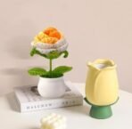 VRB DecTM 1 Pcs Crochet Flowers Artificial Rose for Office Desk Car Dashboard Decor,Table Decor,Home Decoration, Office, Bedroom, Christmas Decor, Wedding (Big Shaded Yellow Rose with Pot) - Fast Shipping to USA & Canada - Image 4