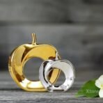 Xtore Beautiful Golden and Silver Hollow Apple Ornament Ceramic Home Decor Showpiece (Pack of 2,Silver & Golden) - Fast Shipping to USA & Canada - Image 2