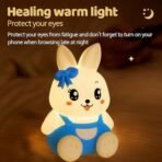 One94Store Blue 7-Color Silicone Rabbit Night Lamp | Soft Squishy Cute Rabbit LED Bedside Light with Tap Control, Nursery Sleep Light, Rechargeable Baby Night Lamp for Bedroom & Home DECOR - Fast Shipping to USA & Canada - Image 5