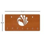 Sehaz Artworks Wooden Key Holder for Wall with 7 Hooks for Keys | Peacock Brown Design Key Stand for Home Decor Wall Decor Wall Room Decor Keys Stand - Fast Shipping to USA & Canada - Image 3
