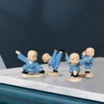 Xtore Little Cute KUng Fu Monk Statue for Table Decor (Pack of 4, Blue) - Fast Shipping to USA & Canada - Image 5