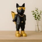 Xtore Fashion Cat Figurine with Gold Sunglasses | Quirky Black Suit Statue | Modern Desk Accessory | Unique Home Decor - (Pack of 1, Black) - Fast Shipping to USA & Canada - Image 3