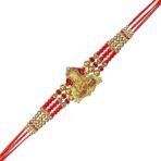 Webelkart Antique Ganesha Designer Rakhi for Brother with Fridge Magnet for Home Gift for Bhaiya Bhabhi, Raksha Bandhan Combo Pack, Rakhi for Brother/Sister Greeting Card and Roli Chawal - Fast Shipping to USA & Canada - Image 2