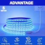 One94Store 5 Meter Blue LED Rope Light - Waterproof SMD LED Strip for Decoration | Cove Light for Ceiling | LED Pipe Light for Home DECOR, Festivals, Outdoor & Diwali Decoration - Fast Shipping to USA & Canada - Image 3