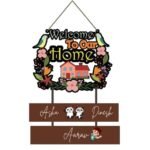 Webelkart Premium Wooden Welcome To Our Home Customised Wall Hanging Name Plate For Home Entrance outdoor, Wooden Hanging House Name Plate - (16 x 10 inches) - Fast Shipping to USA & Canada